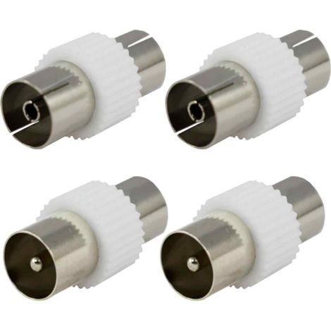 Connecteur Aérien - Alliage De Zinc - Sans Soudure - Compatible Câble Coaxial - Pour Antenne TV Et Satellite - 4 Pièces (1/5)