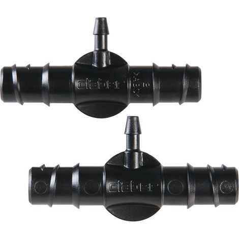 Claber – Té de dérivation goutte-à-goutte Ø 13/4 mm – Lot de 2 pièces – Connexion simple par emboîtement – Étanchéité fiable pour arrosage sans fuite