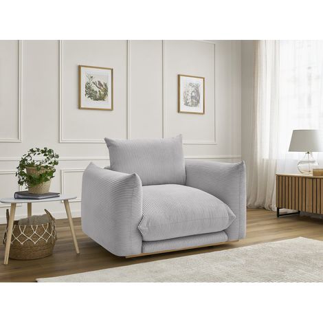 BOBOCHIC - Fauteuil ERNEST tissu velours côtelé Gris clair (1/5)