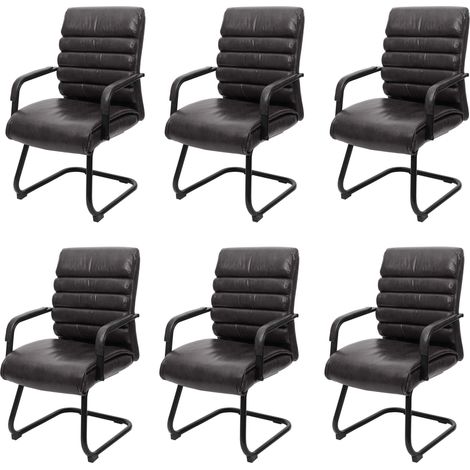 6er-Set Konferenzstuhl HHG-841, Esszimmerstuhl Freischwinger Vintage Wildleder-Optik Metall MVG Kunstleder schwarz