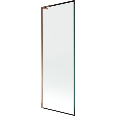 Mexen Next L paratia per vasca da bagno a 1 pannello 70 x 150 cm, cornice nera, oro rosa - 895-070-000-03-70-60 (1/5)