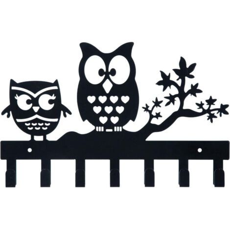 Porte-Clés Hibou Créatif en Fer Forgé - JINFGERNE - Décoration Murale Simple et Élégante - Noir (1/5)