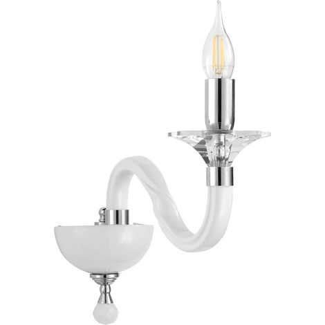 Applique classique en verre cristal E14 pour salon Gala - Blanc (1/2)