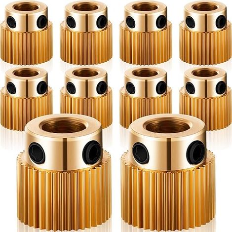Lntyq Roue d'Extrudeuse Pièces de l'Imprimante 3D Engrenage Roue d'Extrudeuse en Laiton Compatible avec CR-10, CR-10S, S4, S5, Ender 3, Ender 3 Pro (10) (1/5)
