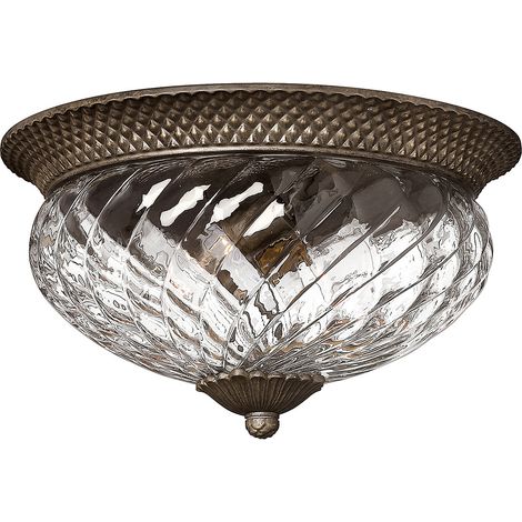 Elstead Plantation - Grand plafonnier semi-affleurant à 3 ampoules, bronze perle, E27 (1/4)