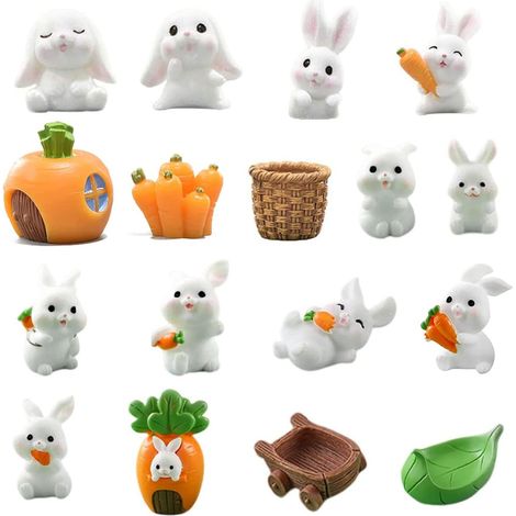 17 Pièces Mini Figurine Lapin Pâques, Décoration Gâteau (1/5)