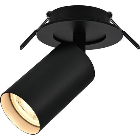 Black LED Spotlight, Adjustable 350°, Swivel 90°, GU10 Socket, Aluminum, for Kitchen, Hallway, Living Room (1/5)