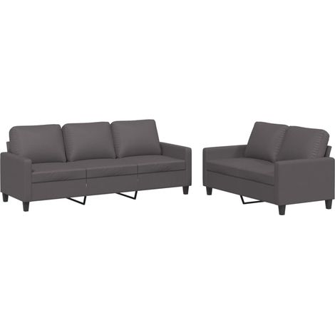 Maison Exclusive - Ensemble de canapés 2 pcs avec coussins Gris Similicuir (1/5)