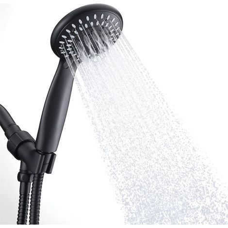 Hochdruck-Handbrausekopf, starker Niederdruck-Wasserstrahl, verhindert Wasseraustritt am Brausekopf, schwarz (1/4)