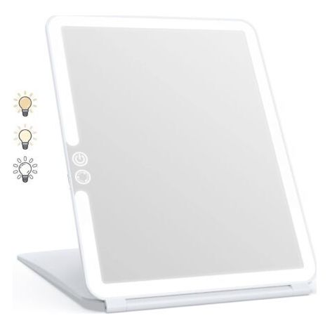 NALOOKAMIC Miroir Maquillage, Miroir Maquillage Lumineux avec 72 Lumières LED, 2000mAh USB Rechargeable Miroir LED, Écran Tactile Miroir de Voyage (Blanc) (1/5)
