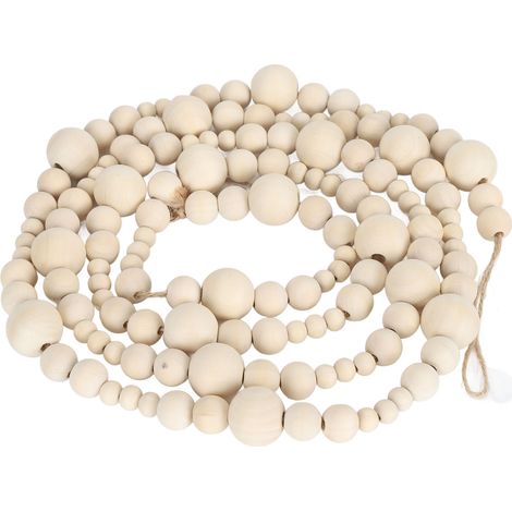 Wood Bead Garland 7.2ft Handcraft Handcraft Wood Bead Wall Hanging Home Decor Wooden Bead Ornament for Wall Baby Crib (1/5)