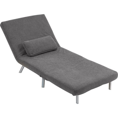 Canapé-lit pliant 1 place revêtu de tissu gris chiné avec dossier réglable sur 5 positions 80x75x83 cm (1/5)