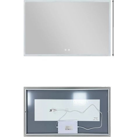 Miroir de Salle de Bain, Éclairé, Anti-Buée, 100x70cm (1/2)