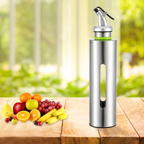 Bouteille d'huile en acier inoxydable, distributeur de sauce soja et de vinaigre étanche (1/4)