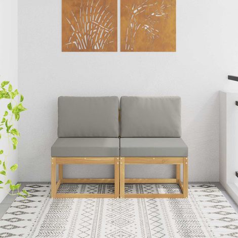 vidaXL 2 Pièce Sofa de milieu extérieur Bois d'Acacia Massif Blanc