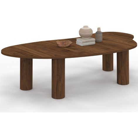 Couchtisch ORGANIQUE 100 cm Holz mit Walnuss-Effekt (1/5)