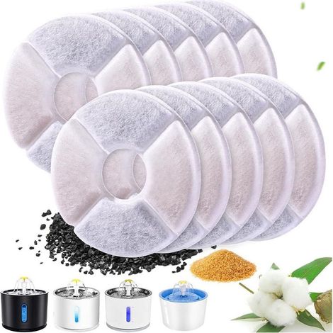12 Pièces Filtre Fontaine eau Chat Rond avec filtre à charbon, Filtre de Rechange pour Fontaine à Eau, pour Chats et Chiens, Fontaine à Eau Automatique, Distributeur D'eau (1/5)