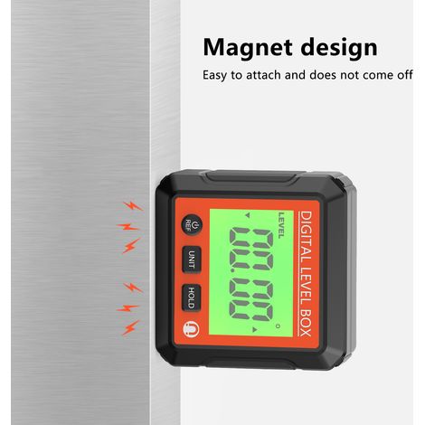 3-in-1 magnetischer Neigungsmesser, vielseitiger digitaler Nivellier- und Winkeldetektor, 4x90° Neigungsmesser, LCD-Anzeige, Neigungsmesser, umschaltbare Einheit. (1/5)