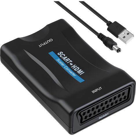 Adaptateur Péritel vers HDMI avec Câble USB 720p/1080p, Convertisseur Peritel HDMI pour TV Moniteur Projecteur, Scart Audio Vidéo HD Compatible avec PS3 DVD VHS Xbox Blu-Ray Plug and Play (1/5)