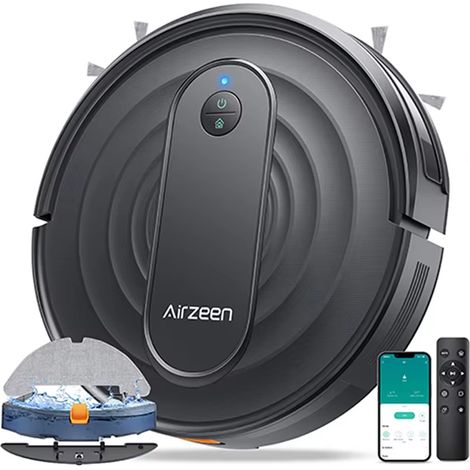 Aspirateur robot laveur 3-en-1 intelligent 4000Pa – nettoyage balayage aspiration et lavage, contrôle via application mobile et Alexa, recharge automatique, idéal poils d’animaux et sols durs