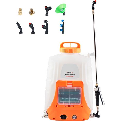 Mophorn – Pulvérisateur à dos électrique 4 gallons – Pression réglable 0-90 PSI – Batterie 12V 8Ah – 8 buses interchangeables pour jardinage (1/5)
