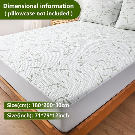 Protège-matelas respirant en fibre de bambou imperméable, tissu jacquard, hypoallergénique, lavable en machine, 180 x 200 x 30 cm (1/5)