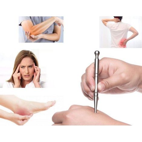 Baguette de massage à double embout, outil de pression, acier inoxydable doré (1/4)