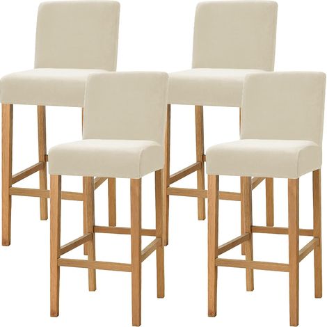 Lot de 4 Housses de tabouret, Velours extensible, Fond élastique, Antidérapant, Pour bar et salle à manger (1/5)