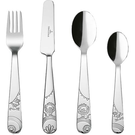 Couverts pour enfants, 4 pièces, couverts (Fourchette, Couteau, Cuillère à soupe, Cuillère à café), Acier inoxydable, Lavable au lave-vaisselle (1/5)