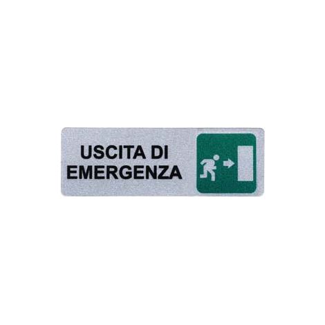TARGHETTA ADESIVA USCITA DI EMERGENZA (FRECCIA A DESTRA)- - cm.15x5h. - 10 pezzi