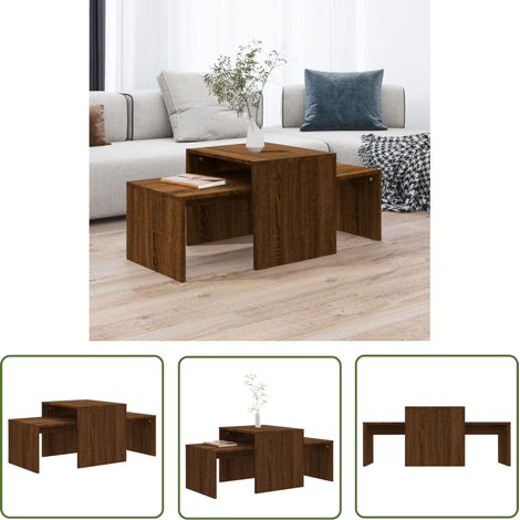 Ensemble Table basse, Table d'appoint, Table de Salon Chêne brun 100x48x40 cm Bois d'ingénierie XZZ66848331 (1/5)