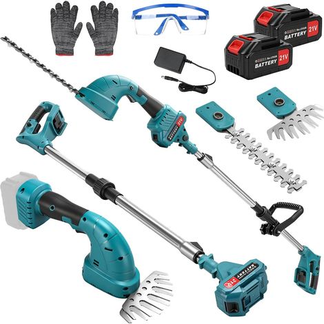 Cordless 3-in-1 Telescopic Hedge Trimmer Compatible with 2 x 3 Ah Batteries, Lawn Shears with Rechargeable Telescopic Head, Saw Length 200 mm/99 mm (1/5)