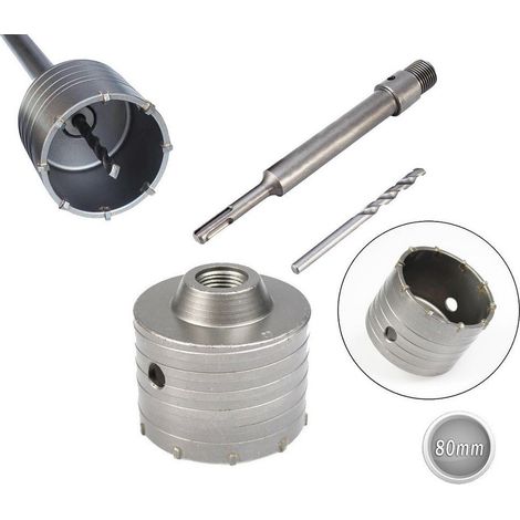TRADE SHOP - Fresa A Tazza 80mm Carotatrice Con Asta Sds Plus 90mm Calcestruzzo Cemento - (1/4)