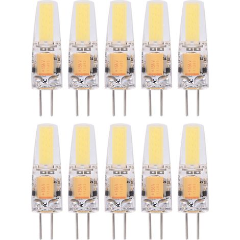 10 G4 COB LED-Lampen, 12–24 V AC/DC, nicht dimmbar, warmweiß, G4-Sockel, 10er-Pack (1/5)