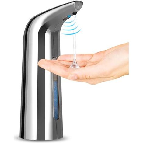 Automatischer Seifenspender, Handseifenspenderpumpe, berührungsloses Spülmaschinen-Seifenset (400 ml, silberfarben)