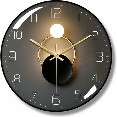 Horloge Murale - Radio-Pilotée - Détecteur d'Obscurité - 4 LED Bleues - 30 cm