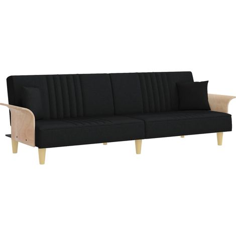 vidaXL Divano Letto con Braccioli Nero in Tessuto (1/5)