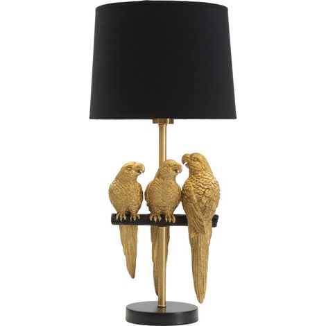 Lampe à Poser Design "Perroquets" 62cm Or & Noir (1/5)