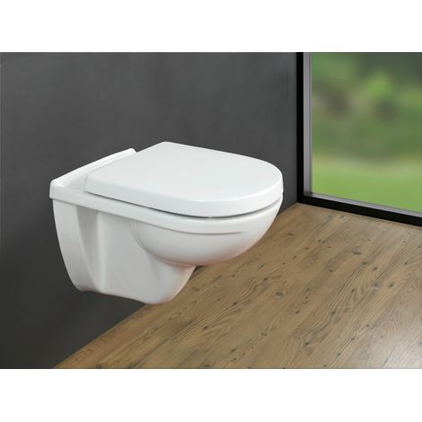 WENKO WC-Sitz Exclusive Nr. 3, aus antibakteriellem Duroplast, mit Absenkautomatik, Weiß, Duroplast weiß , Edelstahl rostfrei silber matt (1/5)