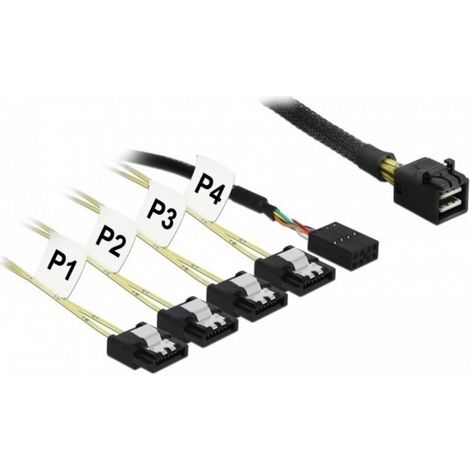 Delock Kabel Mini SAS HD SFF-8643 >4 x SATA 7 Pin Reverse + Sideband 0,5 m