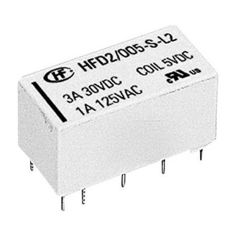 Hongfa HFD2/005-S-D Relais pour circuits imprimés 5 V/DC 3 A 2 inverseurs (RT) 1 pc(s) X50374 (1/2)