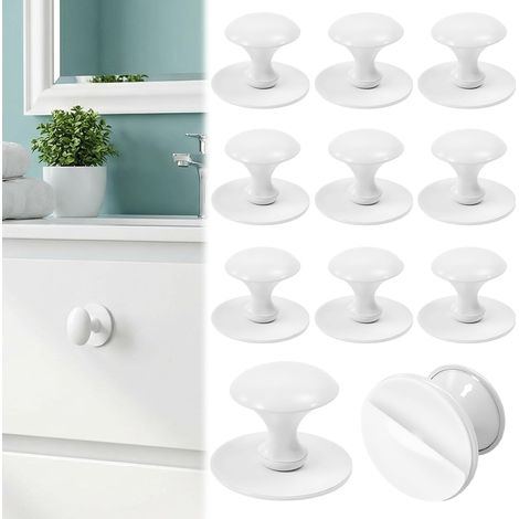 Lot de 10 Poignées Adhésives pour Meubles – Blanc – Acier inoxydable – Auto-adhésif Haute Intensité – Sans Perçage – Poignée de Meuble Autocollante pour Cuisine, Salle de Bain, Armoire, Tiroir (1/5)