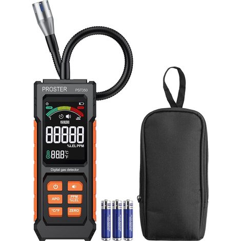 Détecteur de Fuite de Gaz Combustible PPM et%LEL avec Sonde 270mm Détecter Gaz Naturel Propane Butane GPL 50–10000 ppm, Alarme Sonore pour Maison, Camping-Car, Cuisinière (1/5)