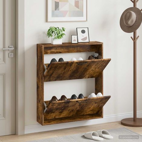 vidaXL Wall-Mounted Shoe Cabinet HOORN 71 x 17 x 86 cm Engineered Wood (1/5)