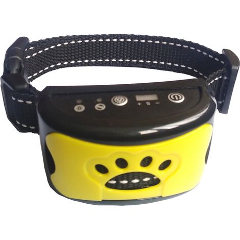 Detección inteligente, bloqueo automático, función antiladridos, entrenamiento canino, alerta temprana, vibración, dispositivo antiladridos recargable e impermeable. Color amarillo limón. (1/4)