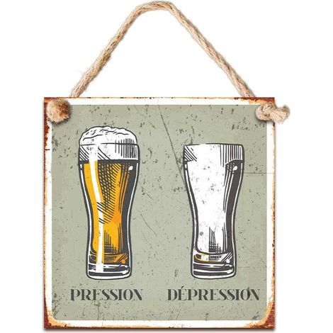 Plaque métal à suspendre PRESSION DEPRESSION 20 cm (1/2)