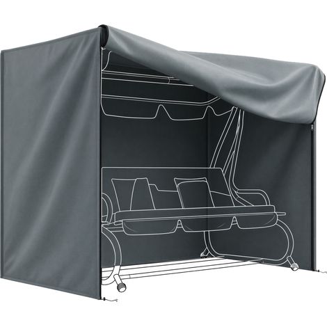 Hollywoodschaukel Abdeckung 3 Sitzer Wasserdicht Schutzhülle für Gartenschaukel Oxford Gewebe 220 x 125 x 172 cm, Grau (1/5)
