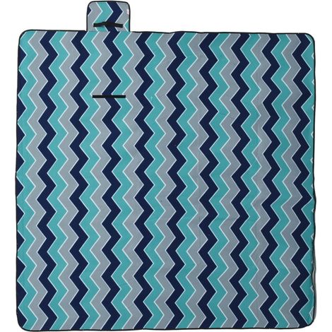 Couverture de pique-nique pliable vague bleue 200x200cm velours