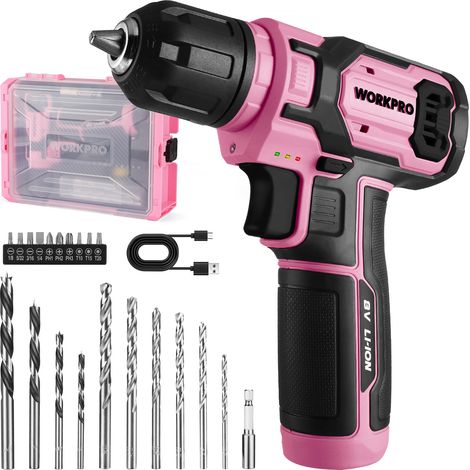 Workpro – Perceuse visseuse sans fil 8V – 2 en 1 avec 2 batteries 2.0Ah – Moteur Brushless – Couple 30Nm pour perçage bois et métal – Coffret avec accessoires (1/5)
