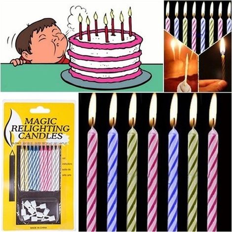 10 pièces 20 pièces Bougie Magique Réallumante Farce Anniversaire Décoration Fête Cadeau Noël Blague (1/5)
